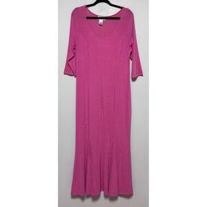 Vintage Carolyn Strauss Pink‎ Jersey Maxi Dress Size Large Y2K Dopamine Dressing